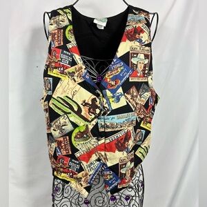 Vintage Desert West by sherry holt western cowboy printed vest size L